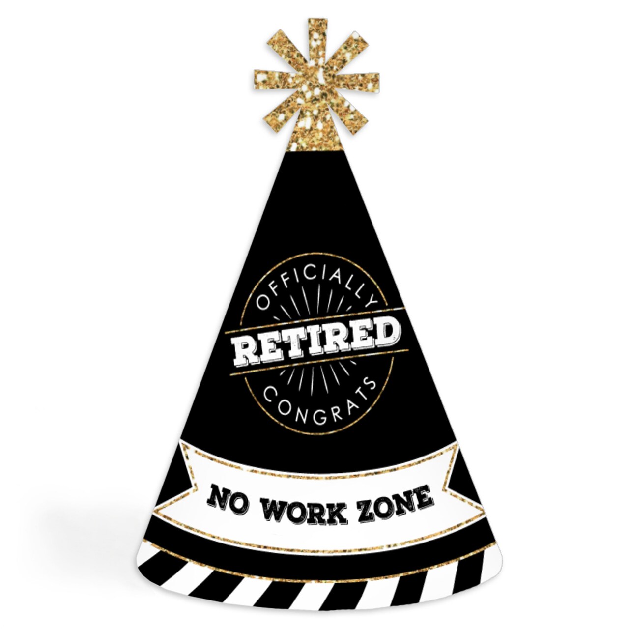 Big Dot of Happiness Happy Retirement - Cone Party Hats for Adults - Set of 8 (Standard Size)